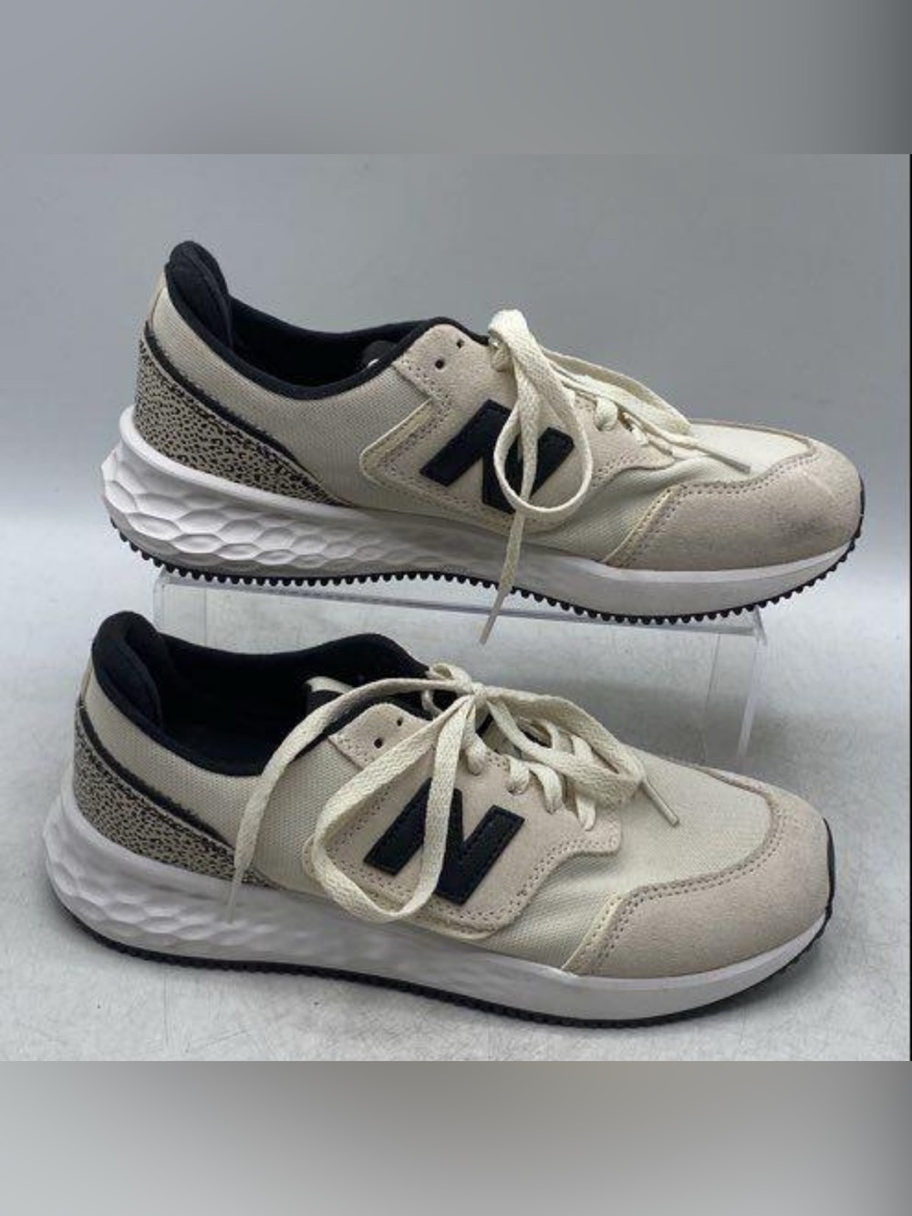 New Balance Cream and Black Casual Lace-Up Sneakers